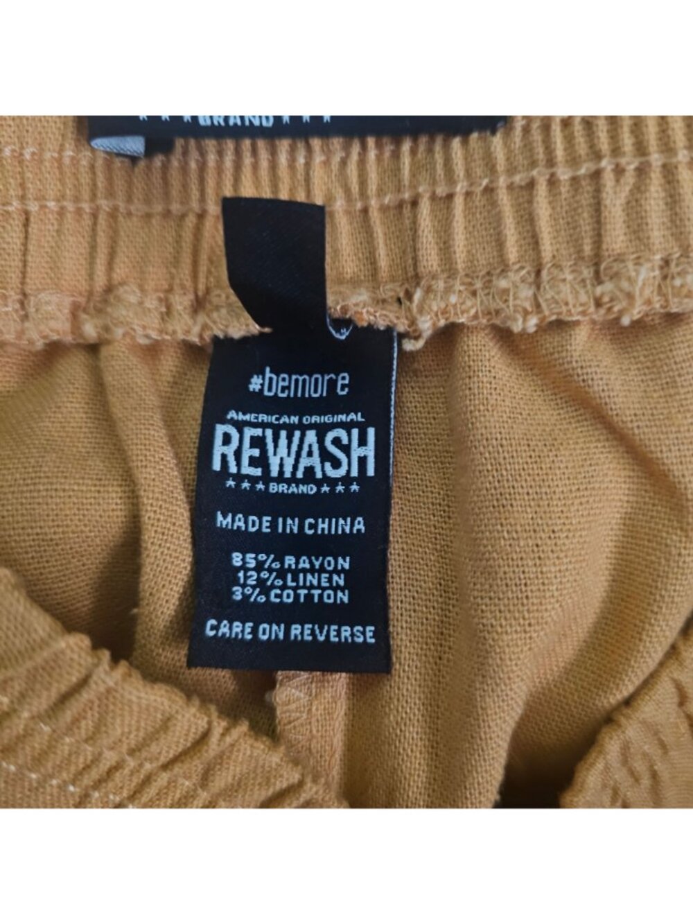 Rewash Brand Mustard Yellow Rayon-Linen Tiered Wide Leg Pants Size Medium, NWT - Picture 6 of 12